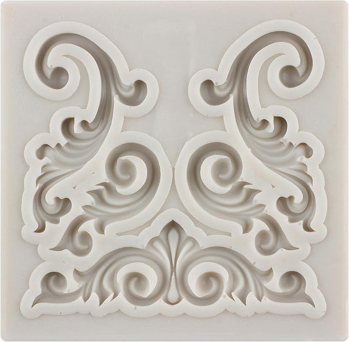 Baroque Silicone Molds - Curlicues Scroll Lace 3D Sculpted Fondant Relief Flower Filigree Molds For Cake Decorating Cupcake Topper Chocolate Gum Paste Candy Polymer Clay