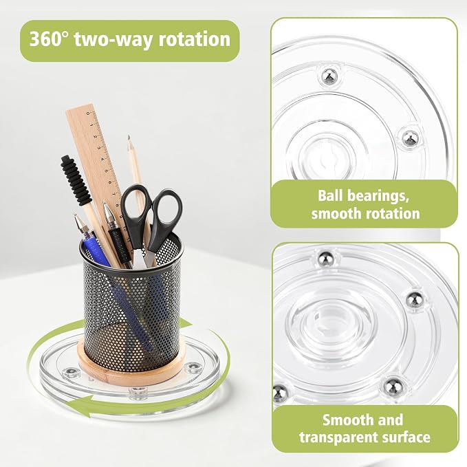 8 PCS 4 Inch Lazy Susan Turntable, Acrylic Turntable Bearings Hardware, Cake Stand Turntable, Small Lazy Susan, Round Swivel Plate for Kitchen Spice Rack Table Cake (Transparency)