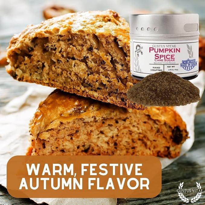 Pumpkin Spice Cane Sugar | Artisanal Infused Sugar | 1:1 Replacement For Plain Sugar | Gourmet Sweetener | All Natural, Non GMO | Hand Made, Small Batch | Made in USA | GlP-1 Friendly | Magnetic Tin | Gustus Vitae | #92