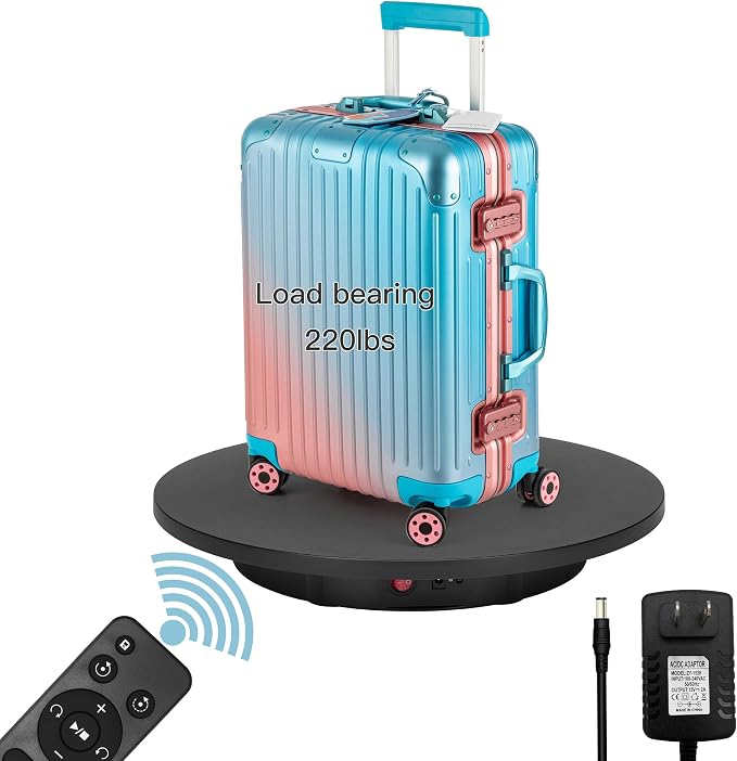 Rotating Display Stand 16.5'' Large Motorized Turntable Stand Spinning Photography Turntable(Black Wired)