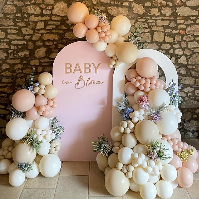 Pink Baby in Bloom Balloon Arch Kit 144pcs Dusty Pink Baby Girl Baby Shower Mom to be Boho Floral Wildflower Party Decoration