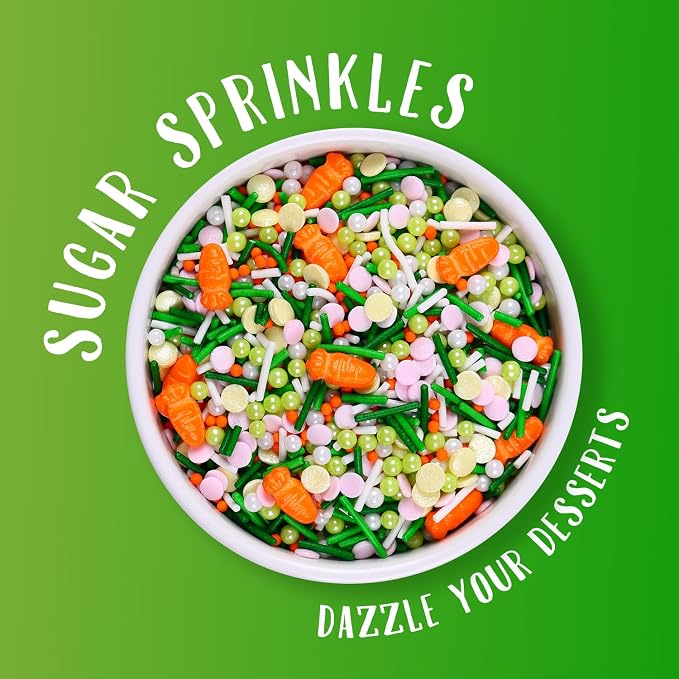 Easter Sprinkles for Cake Decorating St. Patricks Sprinkles, Edible Carrot Sprinkles, Spring pastel Confetti Sprinkles for Cake Cookie Cupcake Toppers Ice Cream Jimmies Decorations 7ounce