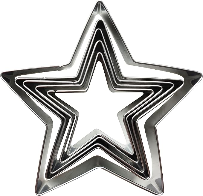5 PCS Set Stainless Steel Fondant Cake Mold Cookie Cutters (Star)
