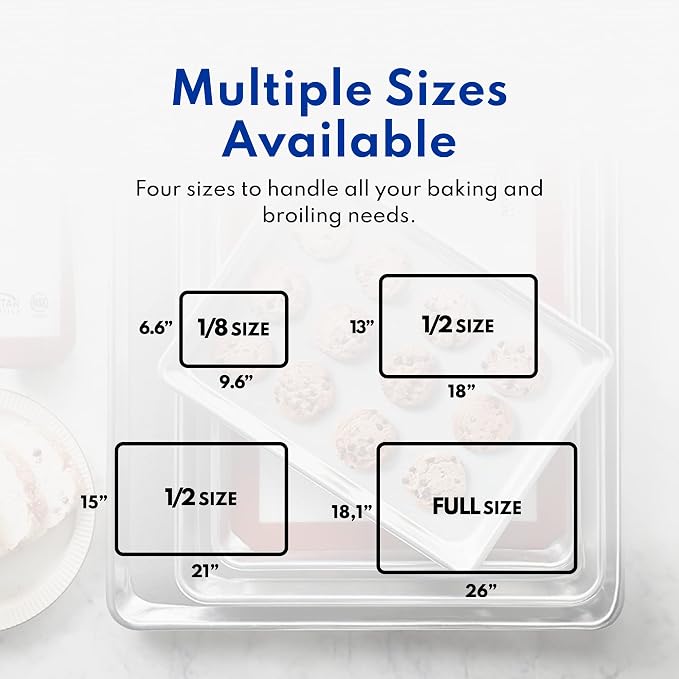 New Star Foodservice Commercial-Grade 18-Gauge Aluminum Sheet Pan/Bun Pan, Two Thirds Size, 15 x 21 x 1 in