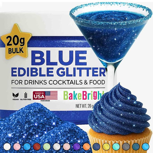Bulk (20g) Navy Blue Edible Glitter for Drinks Edible Glitter for Cakes, Drink Glitters, Shimmering Navy Blue Glitters Cake Decorations Shimmer for Strawberries, Cocktail Drinks