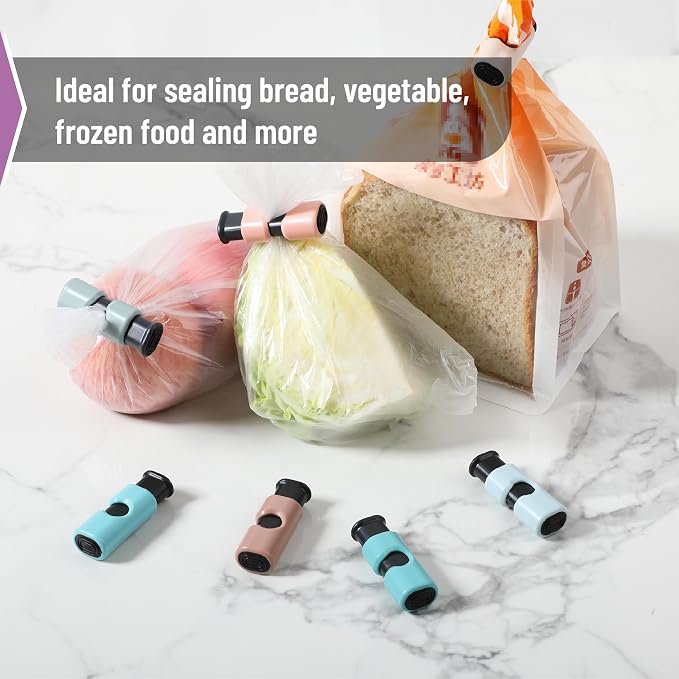 Mr. Pen- Squeeze and Lock Bread Bag Clips, 2.4 Inch, 8 Pack | Multicolor Squeeze Lock Clips, Reusable Bag Closures for Bread, Snacks, Coffee, Food Storage, Fits Thick and Thin Bags