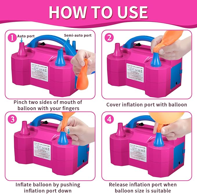 Balloon Pump Electric Party Decorations - Electric Balloon Pump for Balloon Arch Kit, Portable Dual Nozzle Balloon Inflator