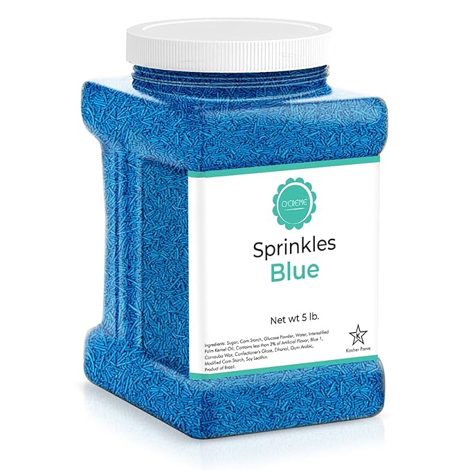 O’Creme Blue Sprinkles – 5 Pounds for Cake Decorating – Kosher Pastel Sprinkles for Cupcakes, Cookies, Cakes, Ice Cream