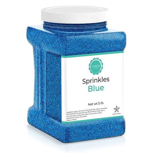 O’Creme Blue Sprinkles – 5 Pounds for Cake Decorating – Kosher Pastel Sprinkles for Cupcakes, Cookies, Cakes, Ice Cream