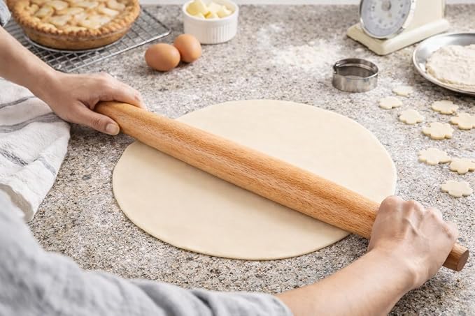 17.1 Inch French Rolling Pin – Smooth One-Piece Wooden Dough Roller for Baking, Cookies, Pizza Dough & Pastry