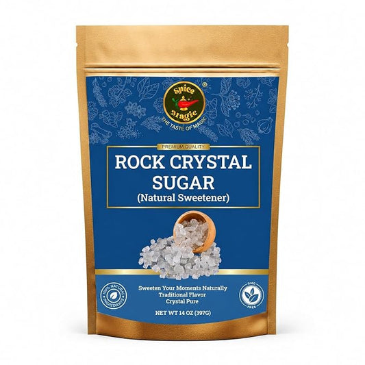Spice Magic Rock Sugar Crystal,14 oz (400g) I Premium Natural Cane Sugar Crystals, Perfect for Tea, Coffee, Cocktails, and Desserts