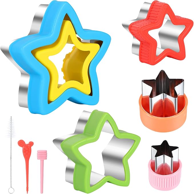 MUYIYAMEI Star Cookie Cutters Set - Sandwich Sealer & Five-Pointed Star Shaped Cookie Cutter Biscuit Molds Fondant Cake Cheese Pastry Mold Bakeware Tools (Assorted Sizes)