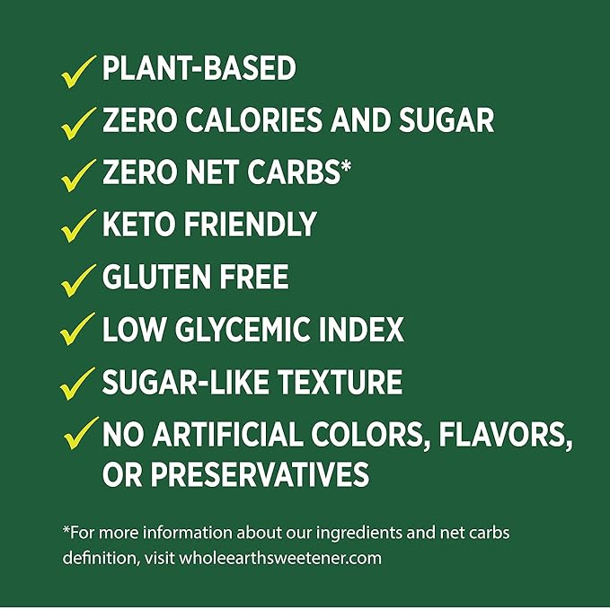 Whole Earth Sweetener Co. 100% Erythritol Sweetener (Keto Sweetener, Natural Sugar Alternative, Baking Sugar Substitute, Zero Calorie Sweetener, Gluten Free, Non-GMO), 16 Oz (Pack of 2)