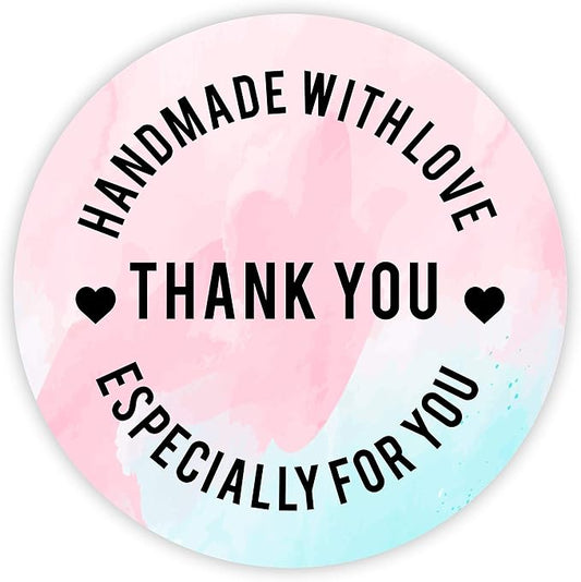 Andaz Press Round Small Business Sticker Labels, 120-Pack, Watercolor Handmade with Love, Thank You, Especially for You, Handmade Stickers for Packaging, Product Labels for Small Business