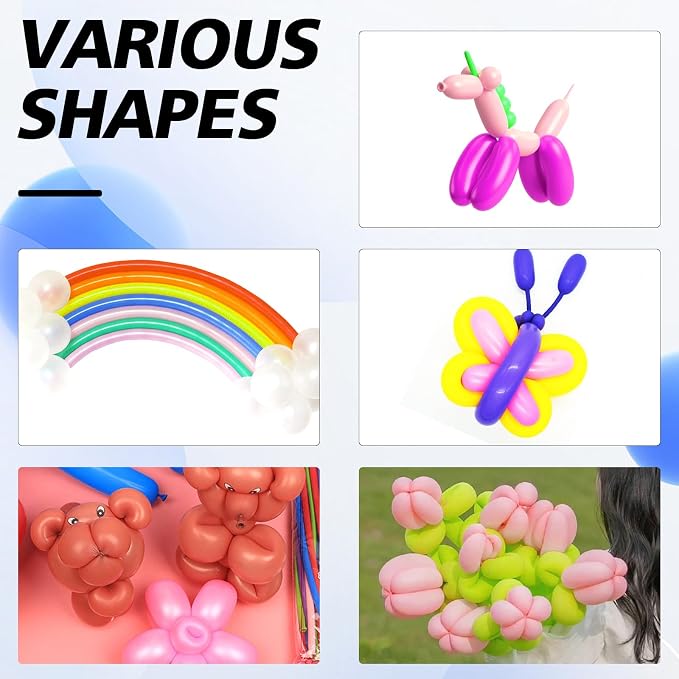ZNHIS 260 Balloons Kit - 100pcs Long Matt Color Mix for Balloon Arch and Animals - Random Colors