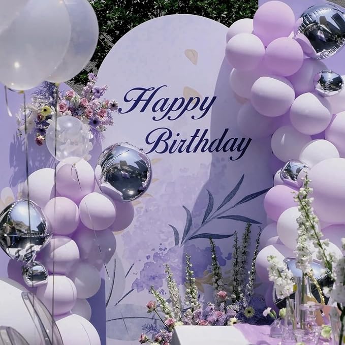 Voircoloria 90pack Lilac Balloons Different Size 18/12/10/5 Inch Lilac Balloon Garland Arch Kit for Graduation, Wedding, Birthday, Princess Theme Party, Baby Shower, Anniversary Party Decorations