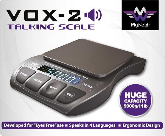 My Weigh SCMVOXEVOL 5000g by 1g Talking Kitchen Scale, Silver