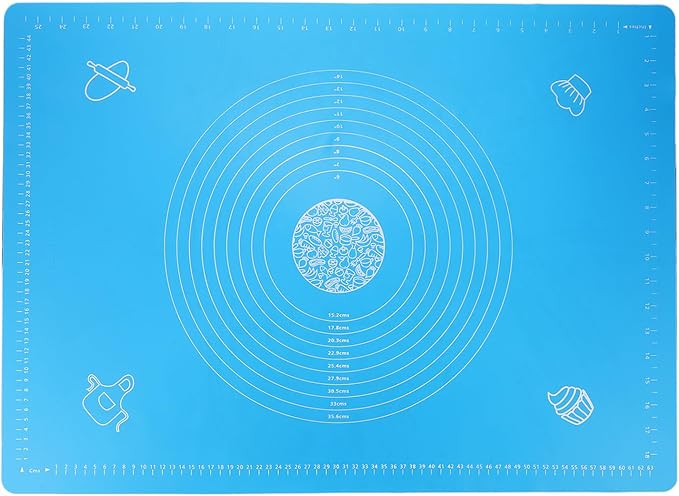 uxcell Silicone Baking Mat, 20 x 28 Inch Non Stick Pastry Mat Sheet, Counter Mat Reusable Oven Baking Mat for Pastry Rolling Dough with Measurements, Sky Blue