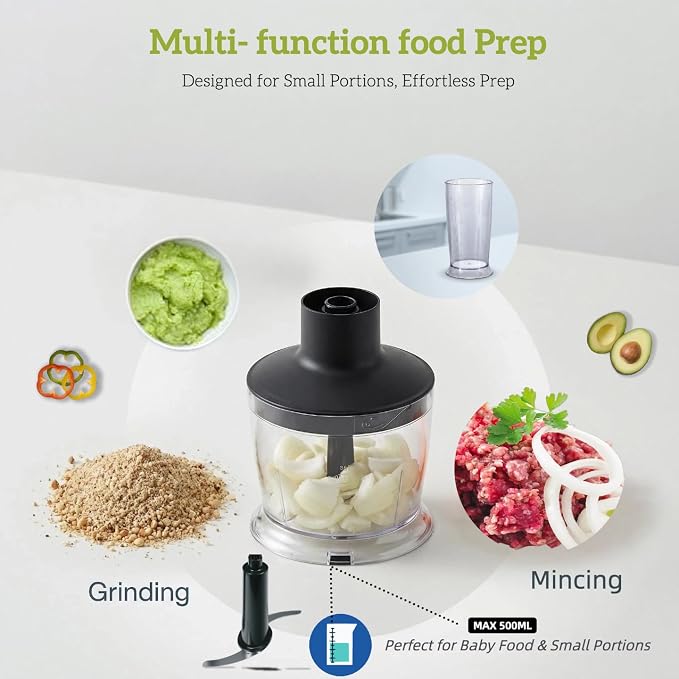 Immersion Blender Handheld 9-in-1 Hand Blender Set, Stainless Steel Stick Blender with Food Processor Bowl, Vegetable Chopper, Whisk, Masher, Baby Food Maker for Smoothies