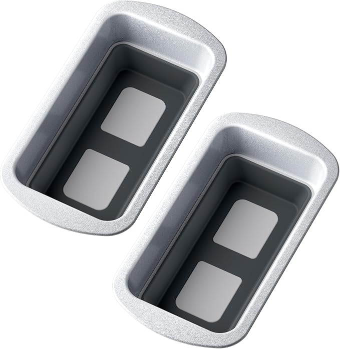 Bread Pans Set of 2, Nonstick 1 lb Loaf Pan With Pop Out Bottom | Banana Bread Pan With Silicone Bottom & Sturdy Metal Frame, Meatloaf And Pound Cake Pans, 8.5*4.5 IN, Silver & Gray