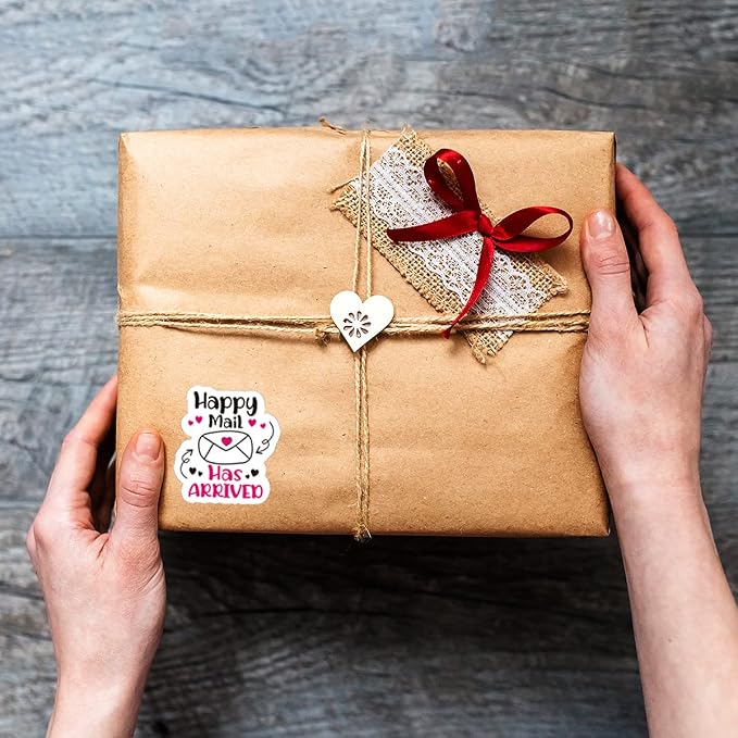 Littlefa Cute Happy Mail Has Arrived Stickers,Happy Mail Stickers,Envelopes Seal Sticker,Mail Packaging Sticker for Small Business 500 PCS