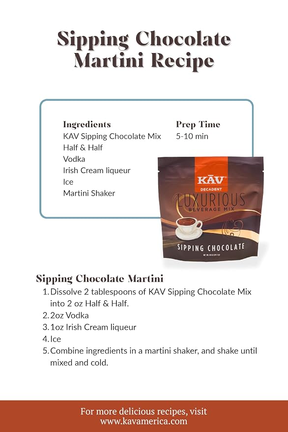 KAV DECADENT Luxurious Beverage Mix - Rich Sipping Chocolate - Indulgent Hot Cocoa for Cozy Moments, Culinary Creations & Gourmet Desserts - (10oz)