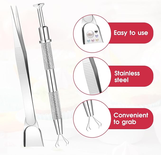 2pcs Sprinkles Tools for Cake Decorating, 4 Claw Sprinkle Pen Pearl Grabber Cake Decorating Tools Set Stainless Steel Cookie Decorating Tweezers with Shovel Head Cake Cupcake Cookie Decoration