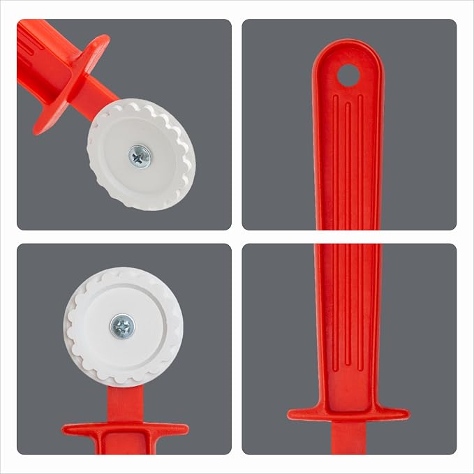 Ravioli Cutter - Plastic Pasta Cutter with Roller - Hand Pastry Crimper/Stamp for Baking - Fluted Pastry Wheel Cutter with Grip