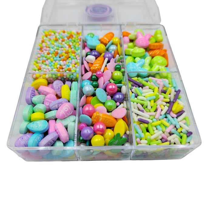 Easter Sprinkles for Cake Decorating, Spring Rainbow Sprinkles, Edible Bunny Carrot Sprinkle with Easter Egg Jimmies Nonpareils Sugar Pearl Mix for Baking Cookies Ice Cream Topping Cake Cupcake Toppers