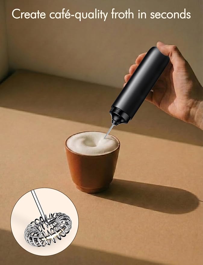 Rechargeable Milk Frother Hanheld, Frother Wand Drink Mixer Handheld Coffee Stirrers Electric Frother for Coffee Mixer Wand -Black