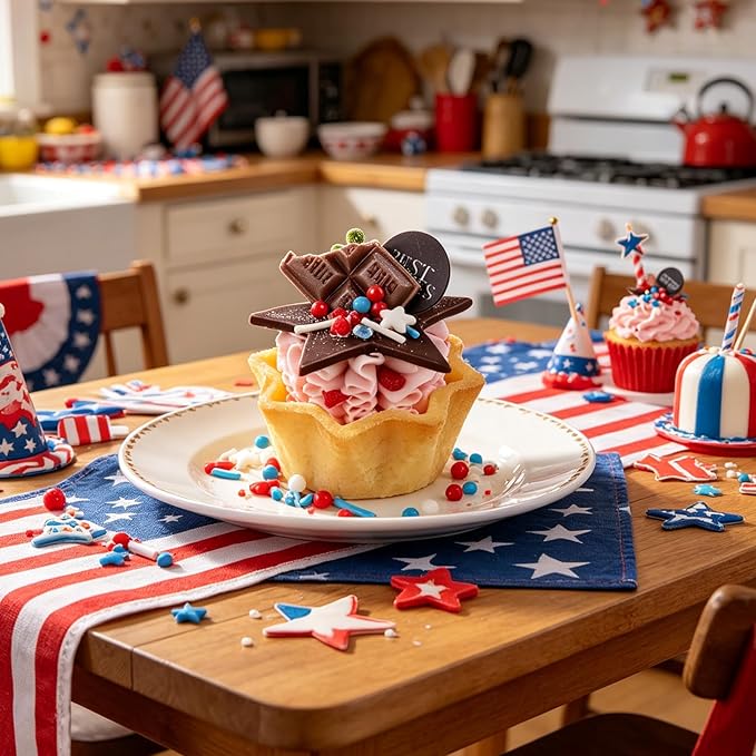 Red White and Blue Sprinkles, Patriotic Jimmies Nonpareils White Star Sprinkle Mix, 4.6oz Edible 4th of July Sprinkles for Baking, Ice Cream, Cookies, Cupcake Toppings