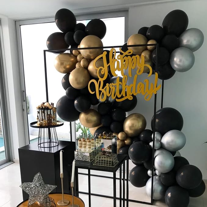 Voircoloria 130pcs Black Balloons Different Sizes 18" 12" 10" 5" Party Latex Balloons for Birthday Graduation Baby Shower Anniversary New Year Holiday Party Decorations