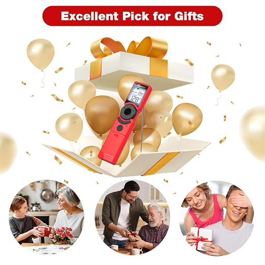 Meat Thermometer Digital Instant Read for Grilling, High Accuracy ±1% ℉, Backlit Screen with Auto Wake/Sleep, Food Doneness Guide Thermometer for Cooking, BBQ Beef Birthday Gifts Red