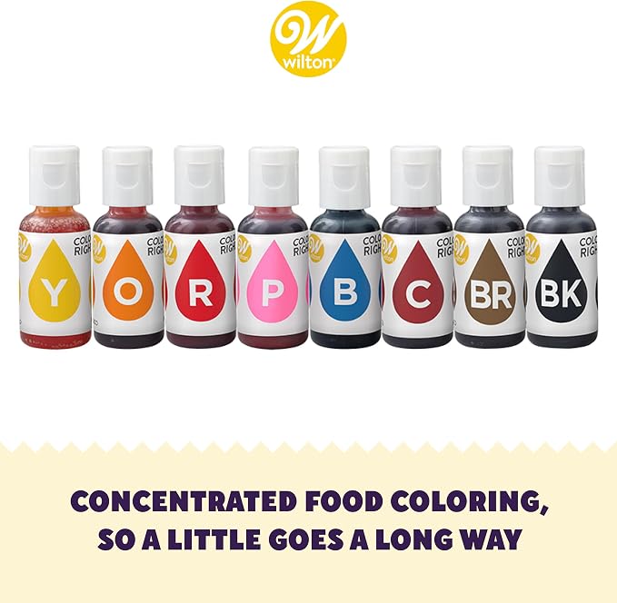 Wilton Color Right Performance Food Coloring, Ultra-Concentrated Liquid Gel Colors for Icing, Fondant & Cake Batter, 8-Count Pack