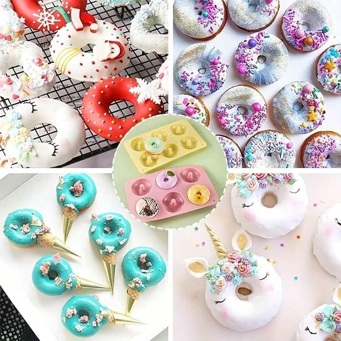 2 Pack Donut Silicone Baking Mold,Silicone Donut Mold for 6 Doughnuts,Non-Stick, Dishwasher Safe,Handmade Soap Making Bath Bombs Lotion Bar Candle (Donut mold)