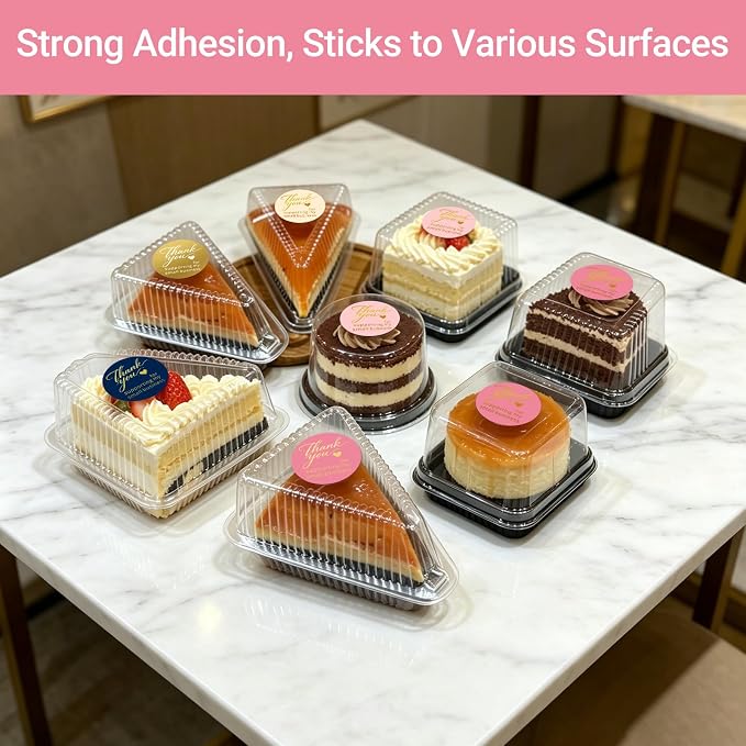 500 Pcs 1.5 Inch Thank You Stickers, Elegant Gold Foil Multicolor Thank You Stickers for Small Business, Enlarged Print Strong Adhesive Labels for Bakery Boxes, Order Packaging, Envelopes