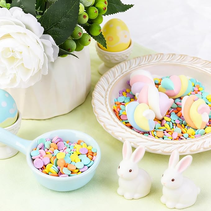 Pastel Confetti Sprinkles for Cake Decorating, Mix Edible Patel Rainbow Flat Round Funfetti, Ideal for Cookie, Macaron, Cupcake, Ice Cream Topping