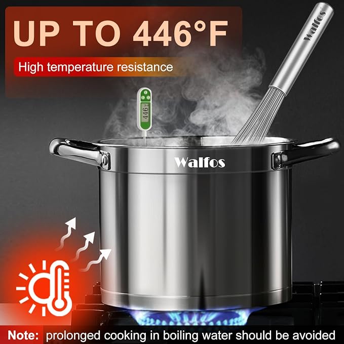 Walfos Whisk,14in Large Whisks, Heavy Duty Stainless Steel Wire Whisk for Blending, Whisking, Beating Suitable for stirring and mixing containers such as deep pots or big bowl at home or store.