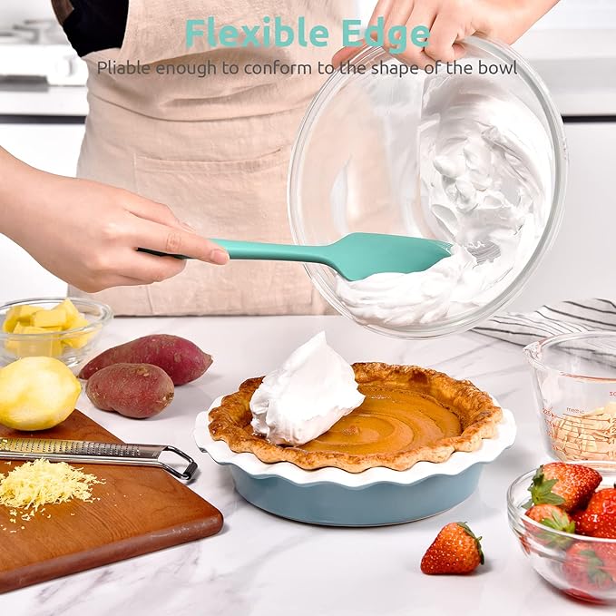 U-Taste 600ºF High Heat 11.38in Silicone Large Spatula and 600ºF Heat Resistat Spatula Spoon Flexible Silicone Cooking Scoop Spoonula (Aqua Sky)