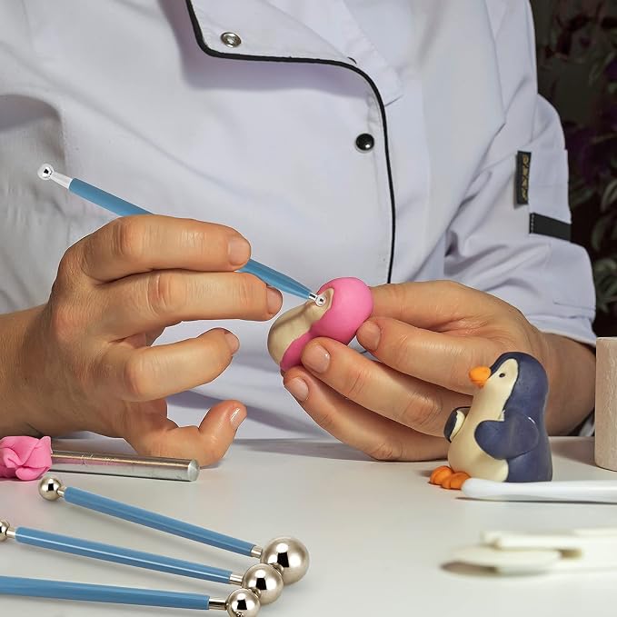 Cake Decorating Metal ball Fondant Pan Flower Clay Sugar Craft Ball Model DIY Tool (Blue)