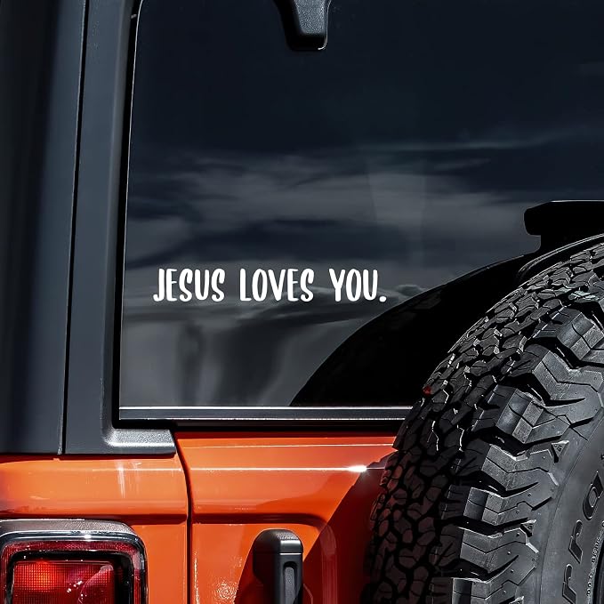 Jesus Loves You Decal Vinyl Sticker Auto Car Truck Wall Laptop | White | 8" x 1"