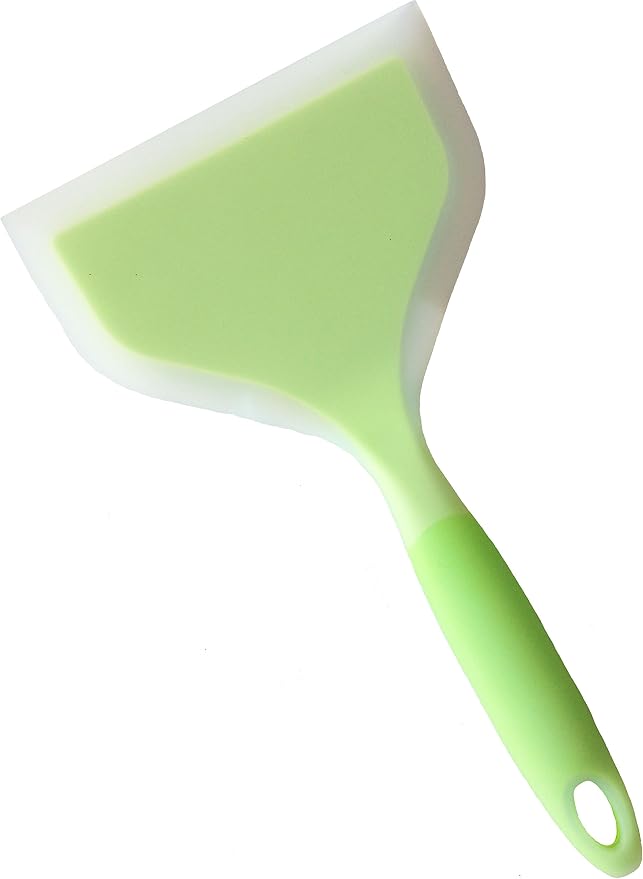 Silicone Wrapped Plastic Fish Spatula Pancakes Shovel Non-Stick Heat-Resistant Wide Flat Turner For Egg Tamales Pizza (Green)