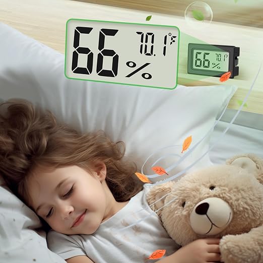 6-Pack Mini Hygrometer Indoor Humidity Meter, Mini Digital Thermometer Humidity Gauge Meter, Indoor Thermometer Hygrometer Monitor Fahrenheit (℉) for Reptile Thermostat, Jars Reptile, Fridge