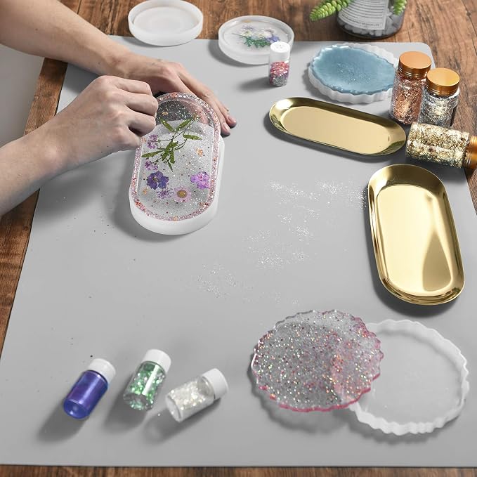 Sapid Extra Large Silicone Sheet for Crafts 23.6"×31.4", Thick Silicone Jewelry Casting Mats, Nonstick Nonslip Silicon Mat for Epoxy Resin, Art Painting, Heat- Resistance Counter Mat (Gray)