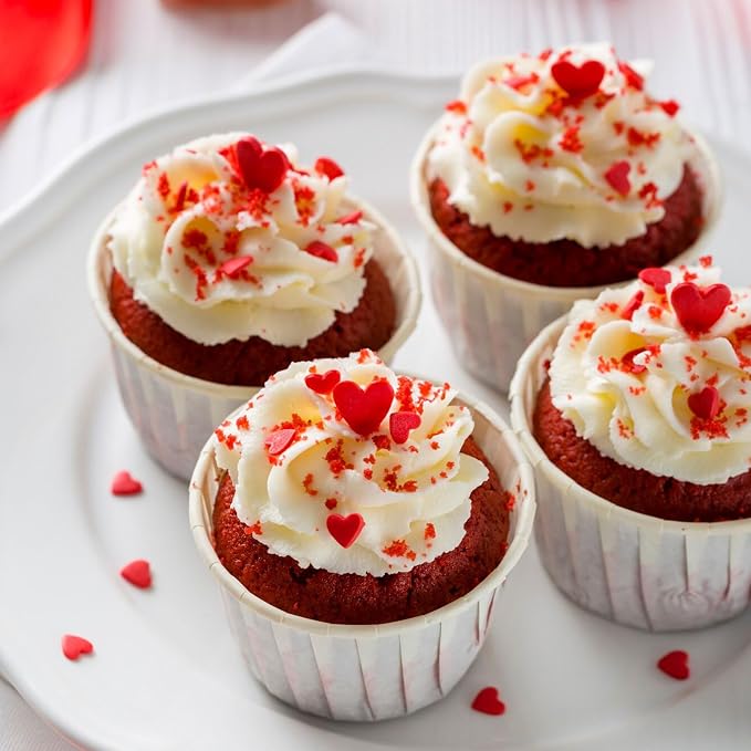 Valentines Sprinkles for Baking, Pink, Red and White Heart Sprinkles for Valentines Cake Cookies Cupcake Decorating
