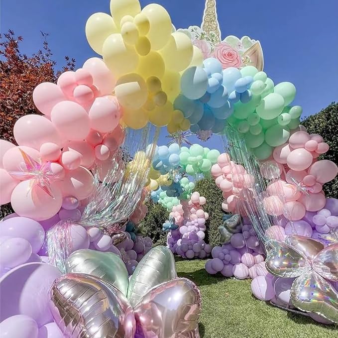 Pastel Balloon Garland Arch Kit, 146Pcs Macaron Pink Blue Green Yellow Latex Balloons Different Sizes 18 12 10 5 Inch for Gender Reveal Baby Shower Wedding Birthday Party Decoration