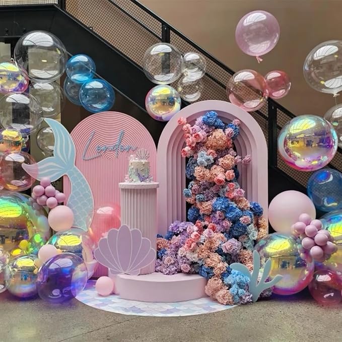 24 Inch Pink Bobo Balloons, 20PCS Bubble pink transparent Balloons Helium Style Large Transparent Balloon for LED Light Up Balloon Birthdays Anniversary Weddings Baby Showers Party Decorations