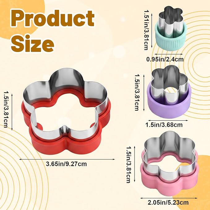 4 Pcs Flower Cookie Cutter Set, Stainless Steel Flower Biscuit Cutters | 4 Sizes Pastry Dough Cutters for Baking, Cookie Shaper for Donut English Muffin Sandwich