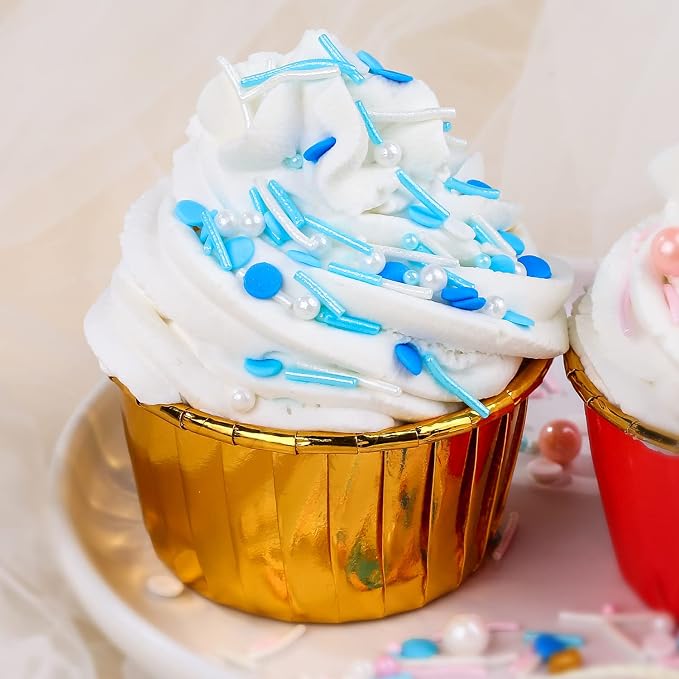Sprinkles for Cake Decorating, Edible Blue Sprinkles Topper, Cookie Sprinkles for Cupcakes, Candy, Cream, Chocolate Cake Decorations - Jimmies, Nonpareils, Sugar Pearl 7ounce