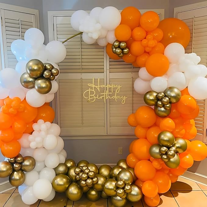 Voircoloria 110pcs Orange Balloons 12inch Burnt Orange Latex Party Balloons for Thanksgiving Day, Fall Theme Party, Wedding, Birthday, Halloween, Baby Shower, Anniversary Party Decorations